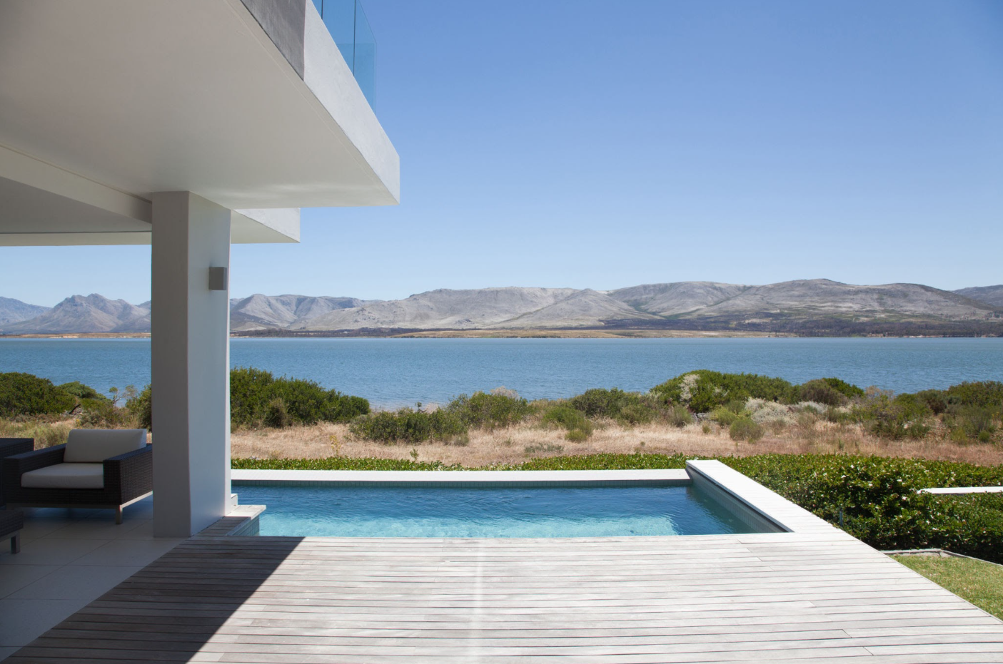 Pool deck overlooking the lake